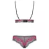 Obsessive Tulia - conjunto de lingerie rendada (preto‑rosa) - L/XL