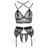 Abierta Fina - Conjunto de lingerie rendada (preto)
