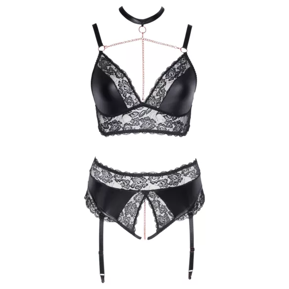 Cottelli Curves - conjunto lingerie brilho - preto - 2XL
