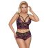 Cottelli Plus Size - conjunto floral preto-lilás - 3XL/4XL