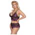 Cottelli Plus Size - conjunto floral preto-lilás - 3XL/4XL