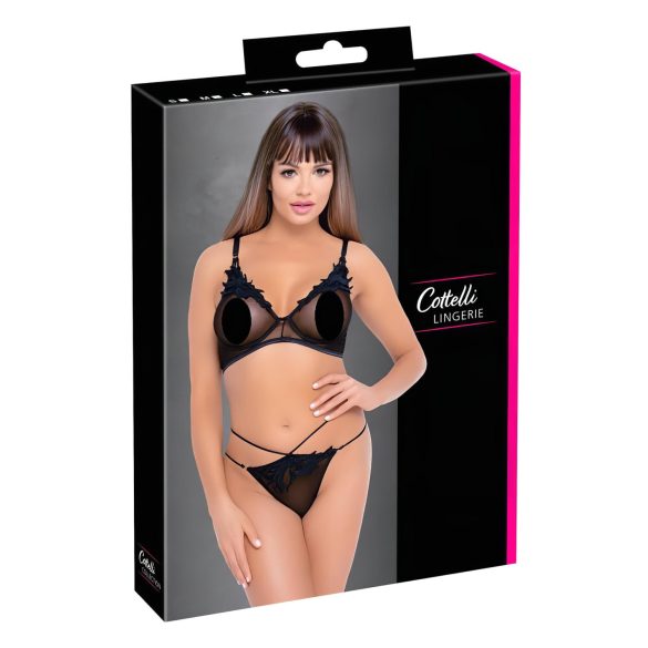 Cottelli - conjunto de sutiã transparente rendado (preto)