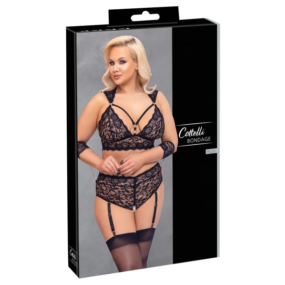 Cottelli Bondage Plus Size - conjunto de sutiã rendado (preto) - 4XL