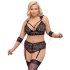 Cottelli Bondage Plus Size - conjunto de sutiã rendado (preto) - 4XL