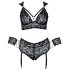 Cottelli Bondage Plus Size - conjunto de sutiã rendado (preto) - 4XL
