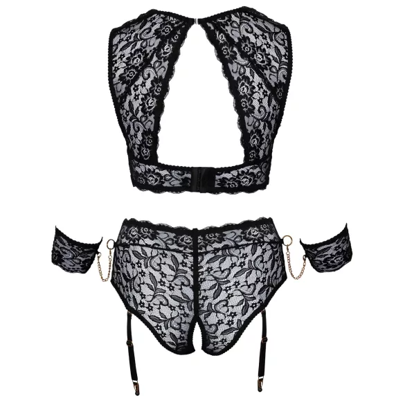Cottelli Bondage Plus Size - conjunto de sutiã rendado (preto) - 4XL