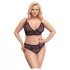 Cottelli Plus Size - conjunto de sutiã transparente c/ padrão (roxo)
