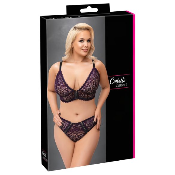 Cottelli Plus Size - Conjunto transparente com padrão (roxo) - 2XL