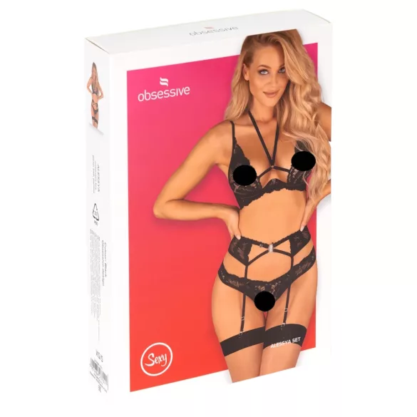 Obsessive Alessya - conjunto de lingerie rendada (preto) - M/L