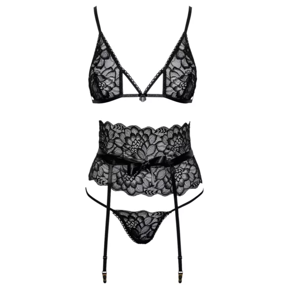 Kissable - conjunto de sutiã com cinta (preto) - L/XL