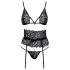 Kissable - Conjunto de sutiã com cinta (preto) - L/XL