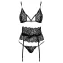 Kissable - conjunto de sutiã com cinta (preto) - L/XL