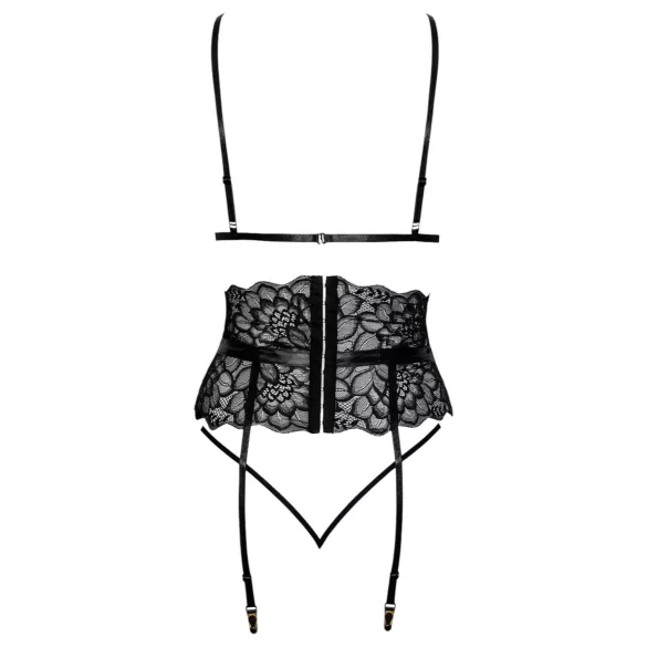 Kissable - conjunto de sutiã com cinta (preto) - L/XL
