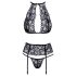 Kissable - Conjunto de sutiã de renda com colar preto - L/XL