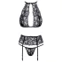 Kissable - Conjunto de sutiã de renda com colar preto - L/XL