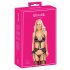 Beijável - conjunto de sutiã bordado rosa-lilás (preto) - L/XL