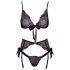 Beijável - conjunto de sutiã bordado rosa-lilás (preto) - L/XL