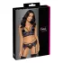 Cottelli - Conjunto de lingerie rendado 3 peças (preto-violeta)