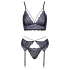 Cottelli - Conjunto de lingerie rendado 3 peças (preto-violeta)