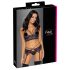 Cottelli - Conjunto de lingerie rendado 3 peças (preto-violeta) - M