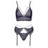 Cottelli - Conjunto de lingerie rendado 3 peças (preto-violeta) - M