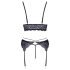 Cottelli - Conjunto de lingerie rendado 3 peças (preto-violeta) - M