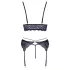 Cottelli - Conjunto de lingerie rendado 3 peças (preto-violeta) - L