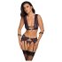 Cottelli Bondage - Conjunto de lingerie e algema (preto-roxo) - XL