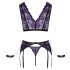 Cottelli Bondage - Conjunto de lingerie e algema (preto-roxo) - XL