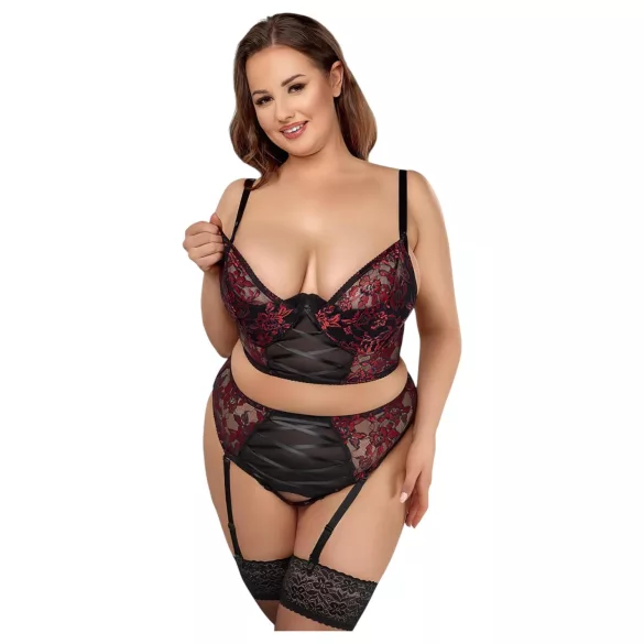 Cottelli Plus Size - conjunto de soutien ajustável (vermelho)
