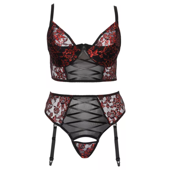 Cottelli Plus Size - conjunto de soutien ajustável (vermelho)