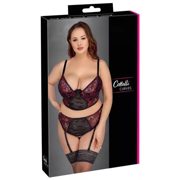 Cottelli Plus Size - conjunto de soutien ajustável (vermelho)