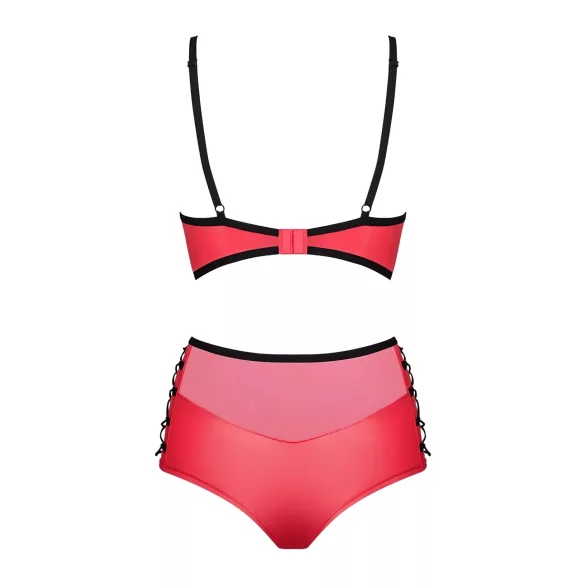 Conjunto de Sutiã Efeito Couro Obsessive Leatheria (Vermelho) - P/M
