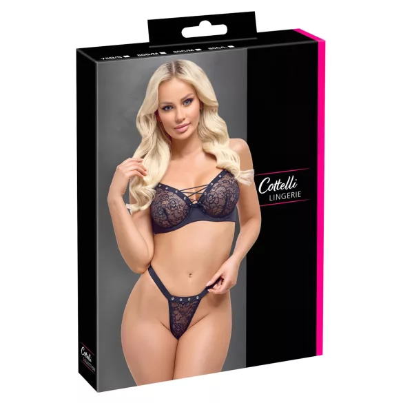 Cottelli Party - conjunto de lingerie com sutiã rendado - preto