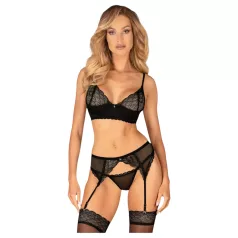   Obsessive Chemeris - conjunto de sutiã com ligas (preto) - M/L