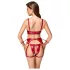 Cottelli Bondage - conjunto vermelho brilhante com algemas