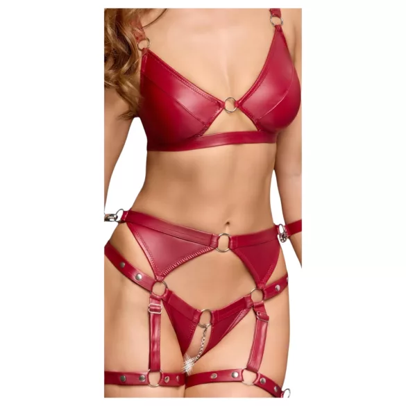 Cottelli Bondage - conjunto vermelho brilhante com algemas