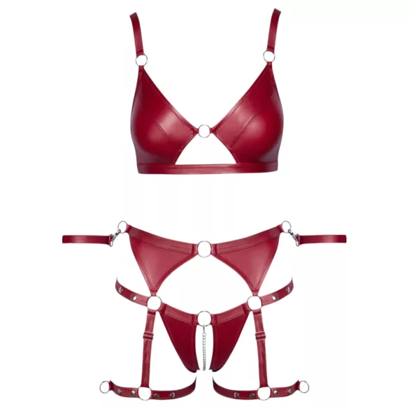 Cottelli Bondage - conjunto vermelho brilhante com algemas - M