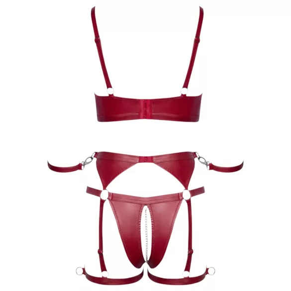 Cottelli Bondage - conjunto vermelho brilhante com algemas - M