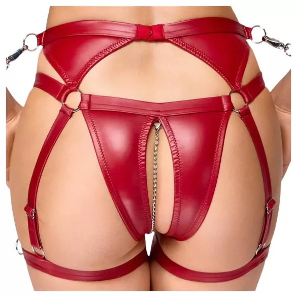 Cottelli Bondage - conjunto vermelho brilhante com algemas - L