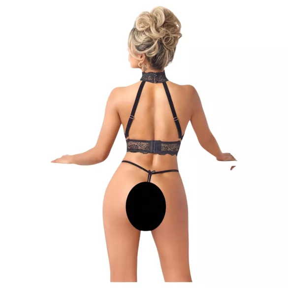 Abierta Fina - conjunto lingerie aberta com correntes - preto