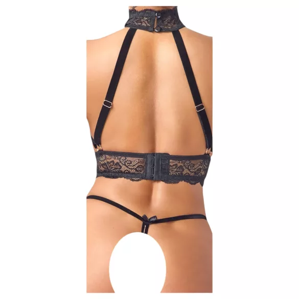 Abierta Fina - conjunto lingerie aberta com correntes - preto - L