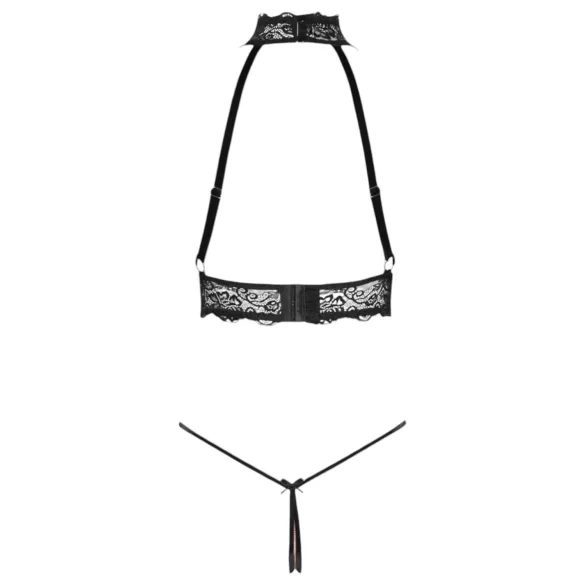 Abierta Fina - conjunto lingerie aberta com correntes - preto - L