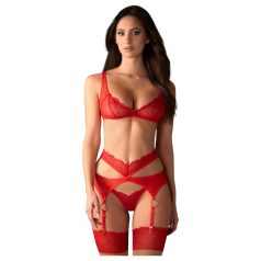   Obsessive Cupid Desir - conjunto de lingerie rendada (vermelho) - L/XL