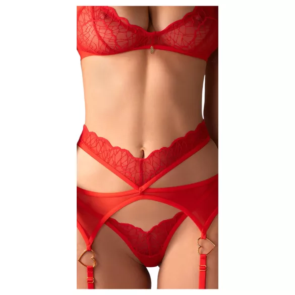Obsessive Cupid Desir - conjunto de lingerie rendado - vermelho - L/XL