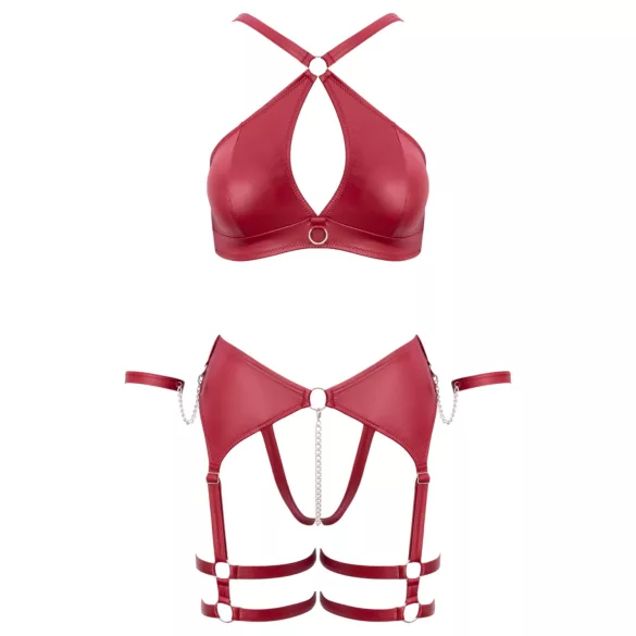 Cottelli Bondage - conjunto de sutiã com tiras cruzadas - vermelho