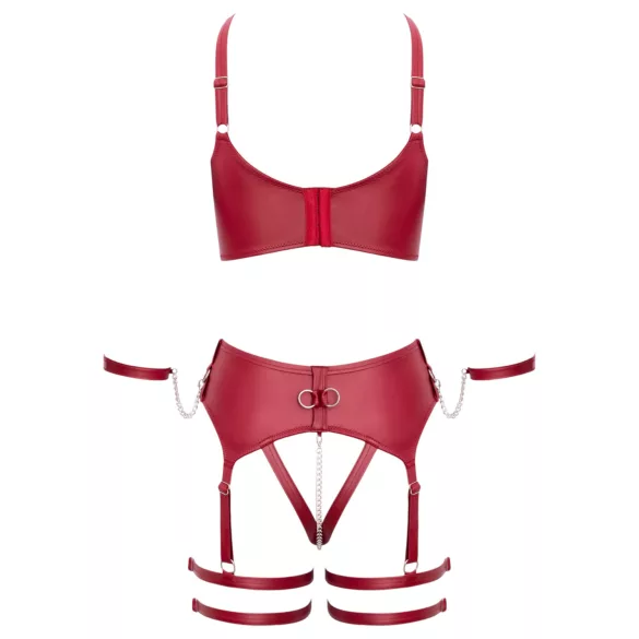 Cottelli Bondage - conjunto de sutiã com tiras cruzadas - vermelho - L