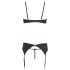 Abierta Fina - Conjunto sensual preto com pedras brilhantes