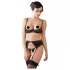 Abierta Fina - conjunto de lingerie com pedra brilhante (preto) - 80C/M