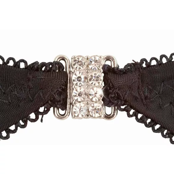 Abierta Fina - conjunto de lingerie com pedra brilhante (preto) - 80C/M